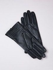 Lakeland Leather Black Willow Woven Cuff Gloves - Image 2 of 4