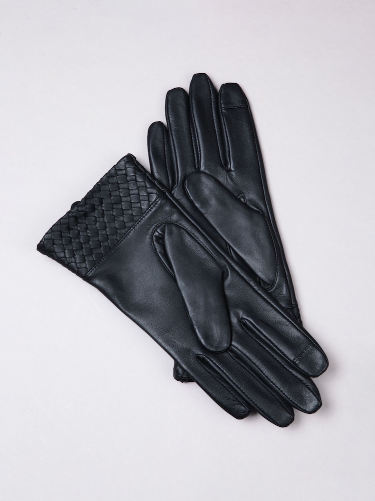 Lakeland Leather Black Willow Woven Cuff Gloves - Image 2 of 4