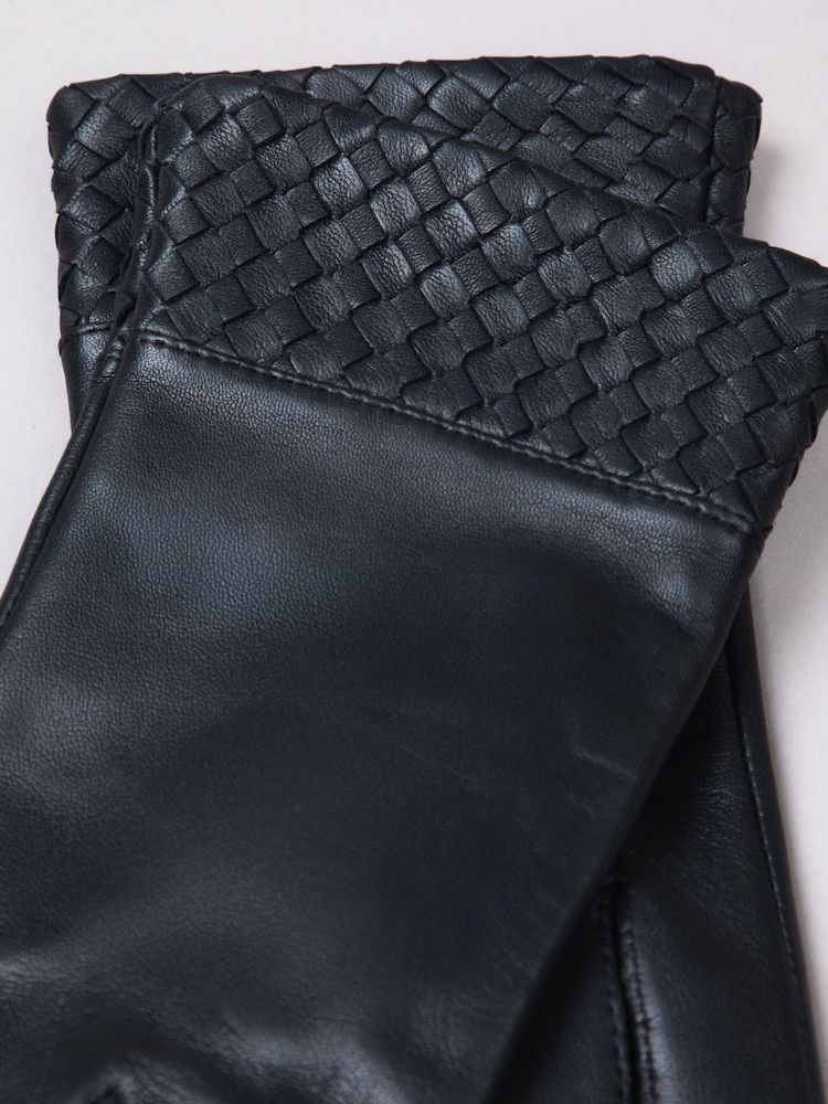 Lakeland Leather Black Willow Woven Cuff Gloves - Image 4 of 4