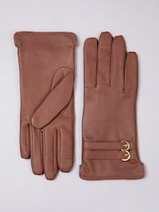 Lakeland Leather Brown Twin Buckle Gloves - Image 1 of 4