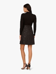 Adrianna Papell Ponte Sequin Boucle Black Dress - Image 2 of 6