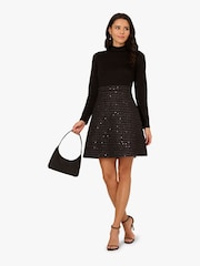Adrianna Papell Ponte Sequin Boucle Black Dress - Image 3 of 6