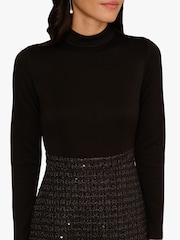 Adrianna Papell Ponte Sequin Boucle Black Dress - Image 5 of 6