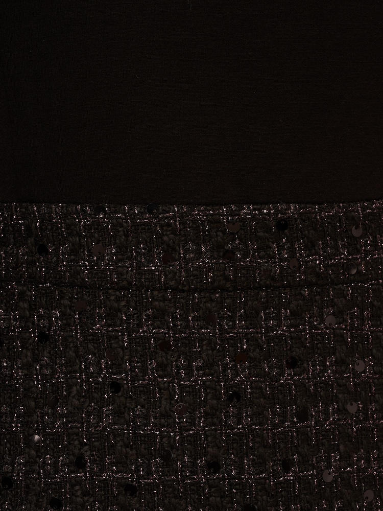 Adrianna Papell Ponte Sequin Boucle Black Dress - Image 6 of 6