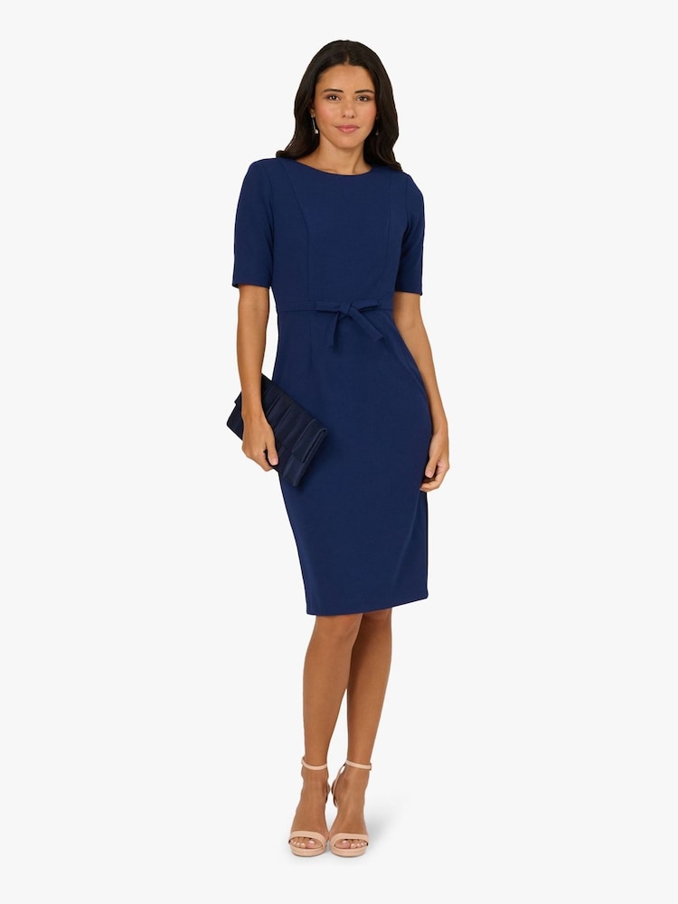 Buy Adrianna Papell Blue Navy Bow Front Sheath Dress from Next USA Buy Adrianna Papell Blue Navy Bow Front Sheath Dress from Next USA