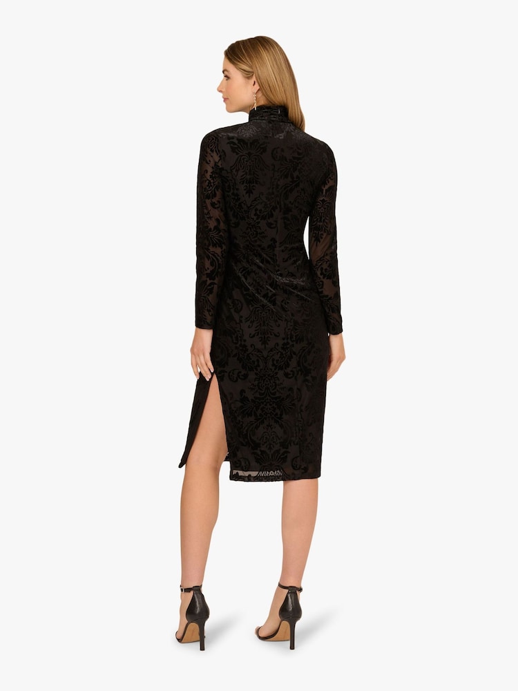 Adrianna Papell Burnout Velvet Black Dress - Image 2 of 6