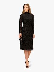 Adrianna Papell Burnout Velvet Black Dress - Image 3 of 6