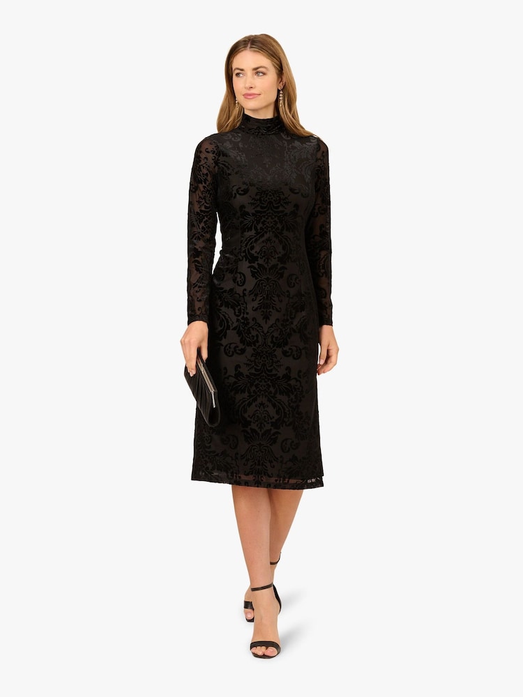 Buy Adrianna Papell Black Burnout Velvet Dress from Next USA
