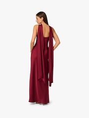 Adrianna By Adrianna Papell Red Stretch Satin Long Dress - Image 2 of 6