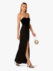 Adrianna Papell Velvet And Jersey Long Black Dress - Image 4 of 6