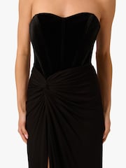 Adrianna Papell Velvet And Jersey Long Black Dress - Image 5 of 6