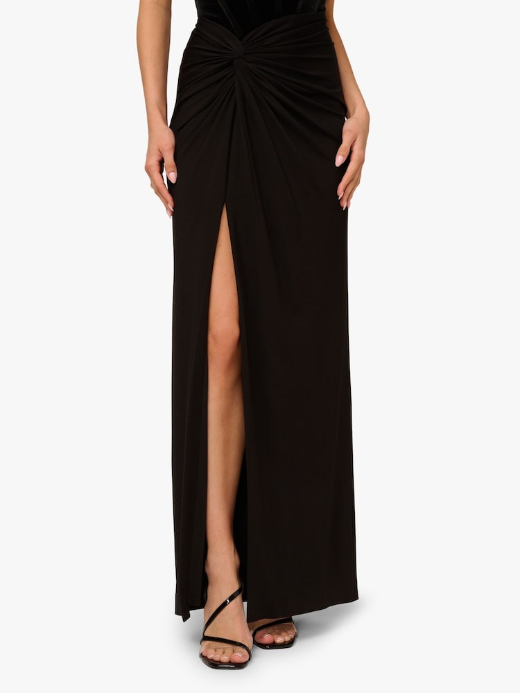 Adrianna Papell Velvet And Jersey Long Black Dress - Image 6 of 6 Adrianna Papell Velvet And Jersey Long Black Dress - Image 6 of 6