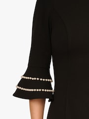 Adrianna by Adrianna Papell Pearl Trimmed Black Dress - Image 3 of 6