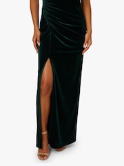 Adrianna Papell Green Velvet Column Gown - Image 5 of 6