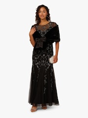 Adrianna Papell Faux Fur Bow Black Cover-Up - Bild 3 von 6