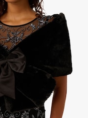 Adrianna Papell Faux Fur Bow Black Cover-Up - Bild 5 von 6