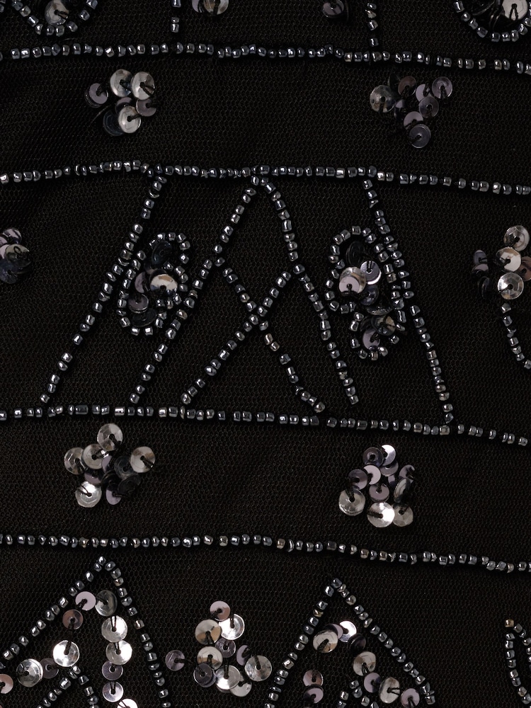 Adrianna Papell Studio Bead Flutter Sleeve Black Dress - Image 6 of 6