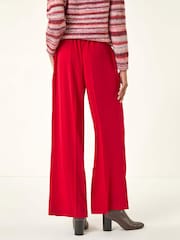Roman Red Deep Waistband Wide Leg Belted Trousers - Image 2 of 5