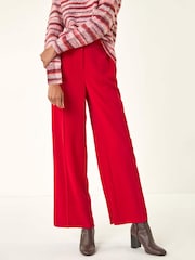 Roman Red Deep Waistband Wide Leg Belted Trousers - Image 3 of 5