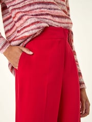 Roman Red Deep Waistband Wide Leg Belted Trousers - Image 4 of 5