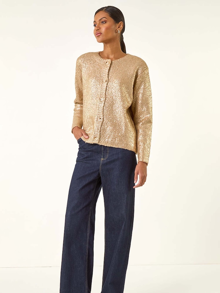Roman Metallic Knit Cardigan - Image 2 of 5 Roman Metallic Knit Cardigan - Image 2 of 5