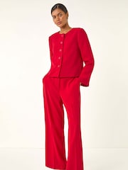 Roman Red Crepe Textured Suit Jacket - Image 1 of 5