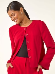 Roman Red Crepe Textured Suit Jacket - Image 2 of 5