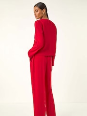 Roman Red Crepe Textured Suit Jacket - Image 3 of 5