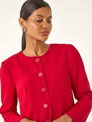 Roman Red Crepe Textured Suit Jacket - Image 4 of 5