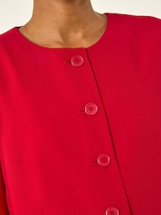 Roman Red Crepe Textured Suit Jacket - Image 5 of 5