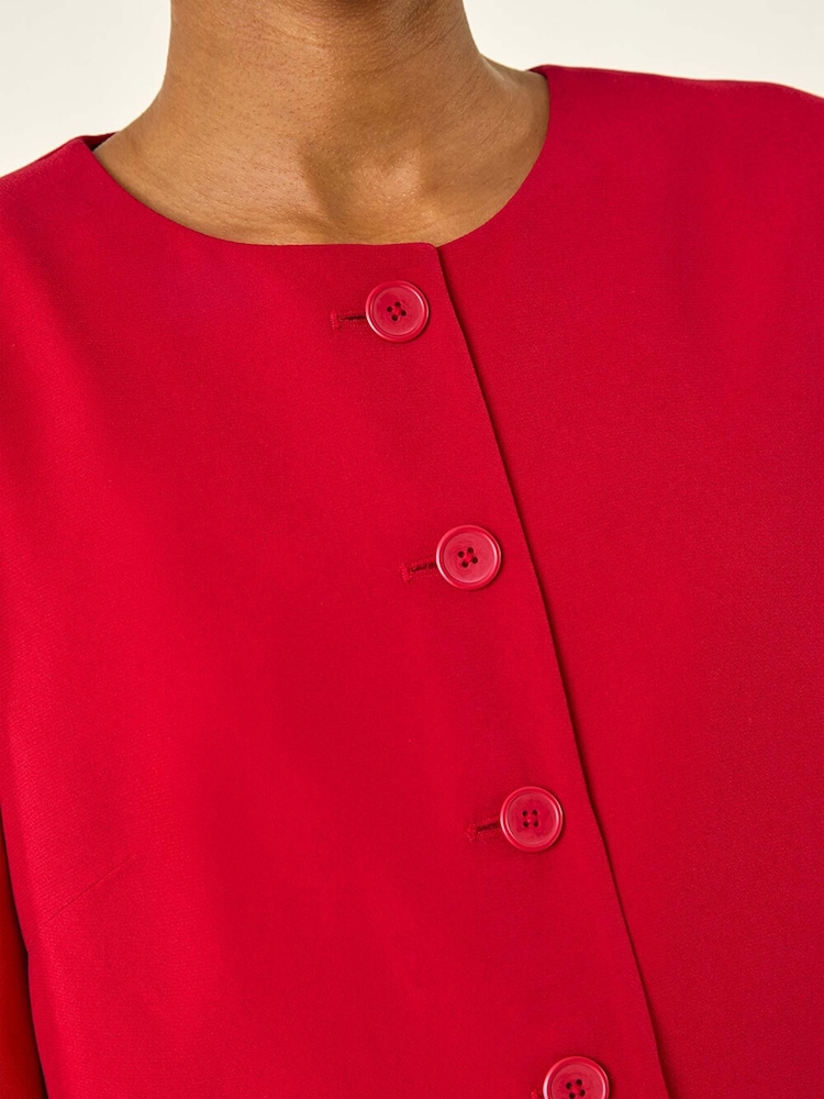 Roman Red Crepe Textured Suit Jacket - Image 5 of 5