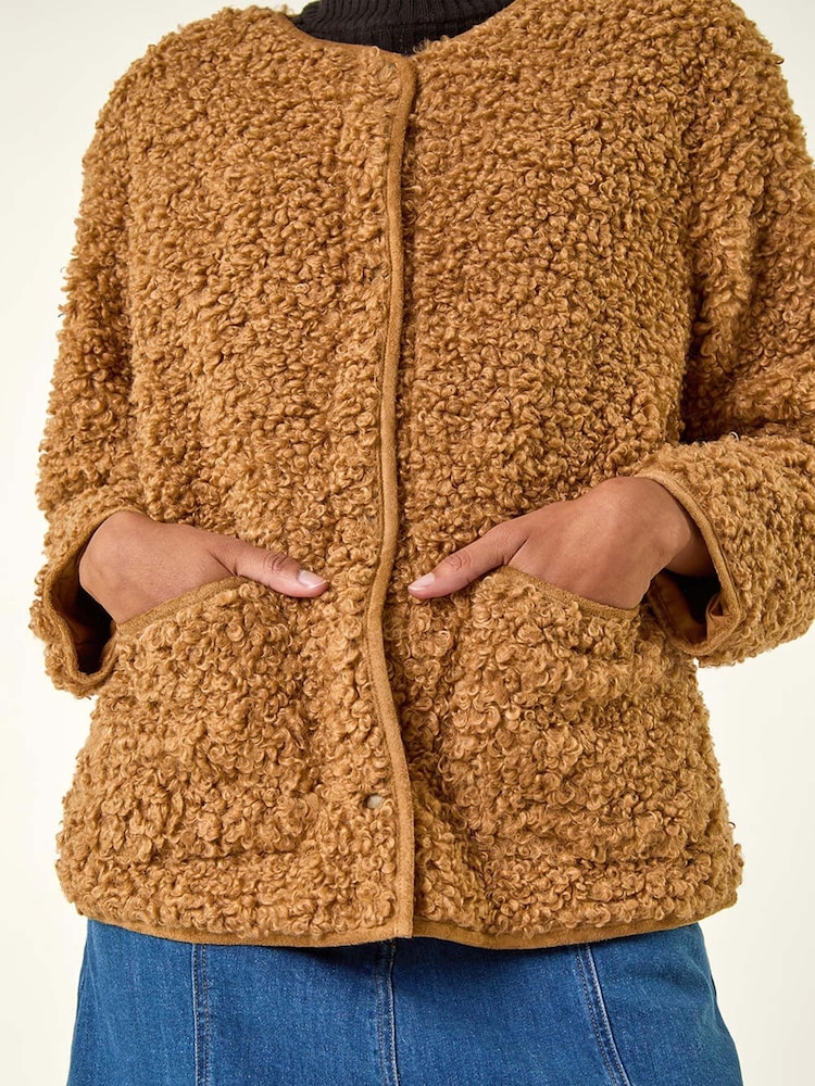 Roman Natural Faux Fur Borg Pocket Front Jacket - Image 5 of 5 Roman Natural Faux Fur Borg Pocket Front Jacket - Image 5 of 5
