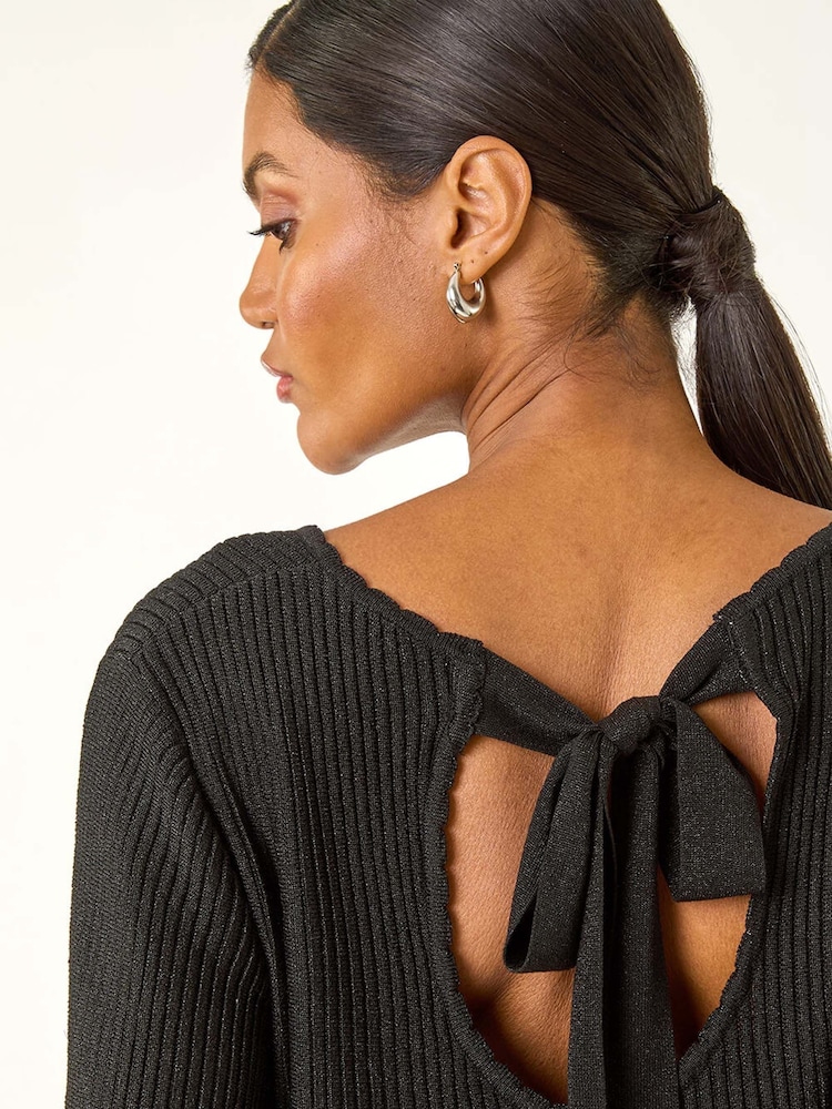 Roman Black Tie Back Knit Jumper - Image 2 of 5