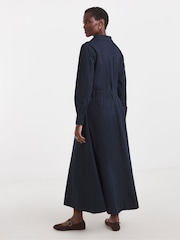 JD Williams JD Williams Blue Cotton Rich A Line Denim Shirt Maxi Dress - Imagen 2 de 4
