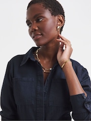 JD Williams JD Williams Blue Cotton Rich A Line Denim Shirt Maxi Dress - Imagen 4 de 4