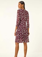 Roman Red Geo Print Lace Stretch Dress - Image 3 of 5