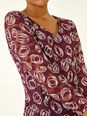Roman Red Geo Print Lace Stretch Dress - Image 5 of 5