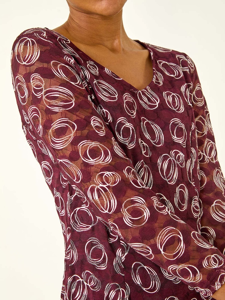 Roman Red Geo Print Lace Stretch Dress - Image 5 of 5 Roman Red Geo Print Lace Stretch Dress - Image 5 of 5