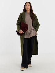 JD Williams Green Longline Single Breasted Lined Wool Coat - Image 4 of 4