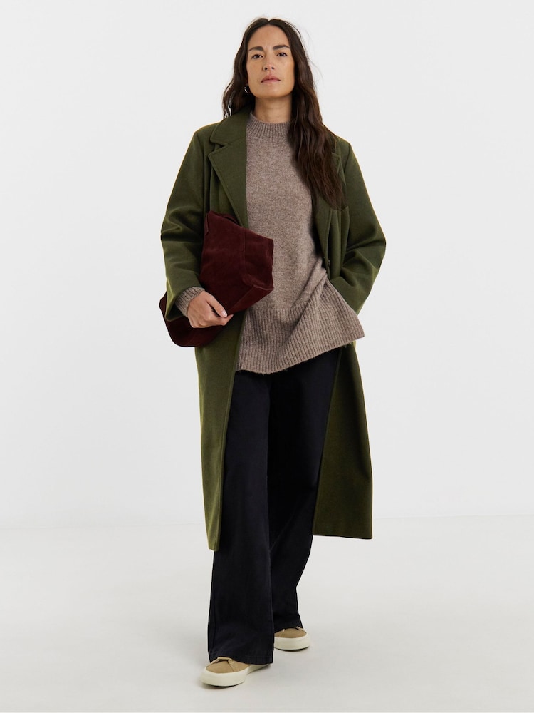 JD Williams Green Longline Single Breasted Lined Wool Coat - Image 4 of 4