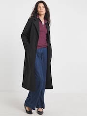 JD Williams Black Longline Single Breasted Lined Wool Coat - Image 1 of 4