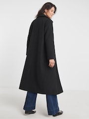 JD Williams Black Longline Single Breasted Lined Wool Coat - Image 2 of 4