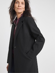 JD Williams Black Longline Single Breasted Lined Wool Coat - Image 3 of 4