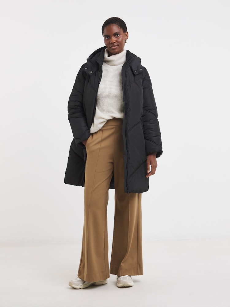 JD Williams Black Mid Length Padded Coat With Hood - Image 4 of 4