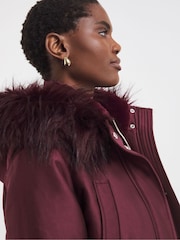 JD Williams Red Faux Fur Lined Hooded Parka Coat - Image 3 of 4