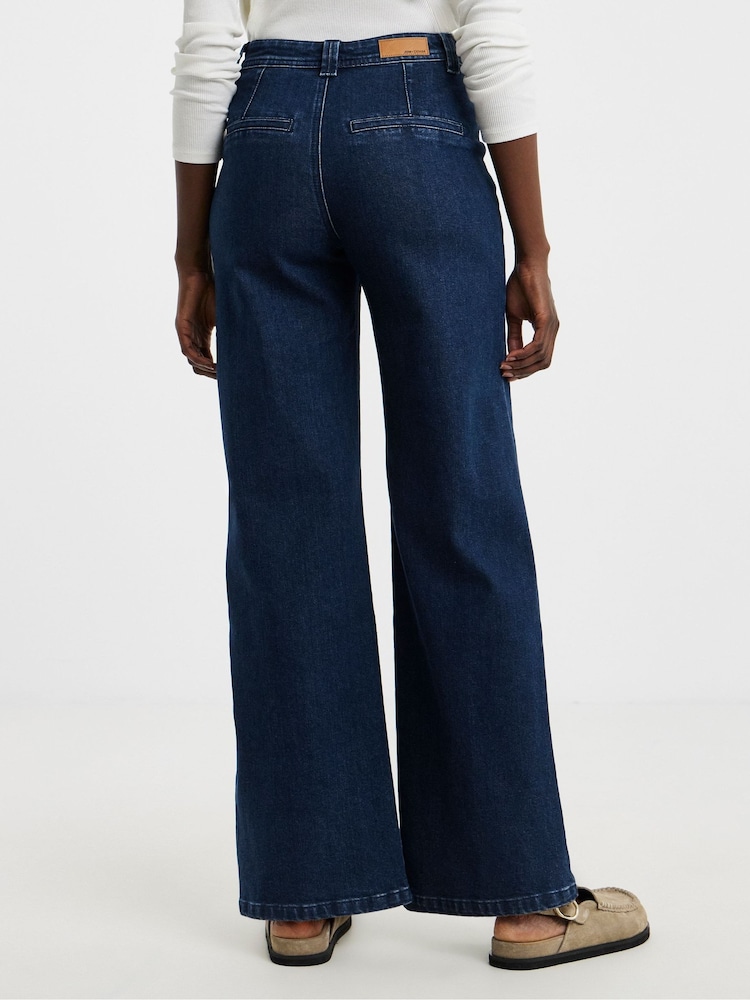 JD Williams Blue Pocket Front Wide Leg Jeans - Image 2 of 4