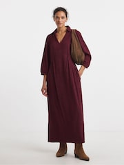 JD Williams Red Textured Jersey Collared Midi Dress - Image 1 of 4