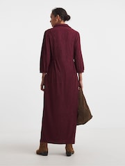JD Williams Red Textured Jersey Collared Midi Dress - Image 2 of 4