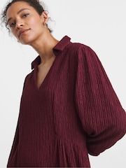JD Williams Red Textured Jersey Collared Midi Dress - Image 3 of 4