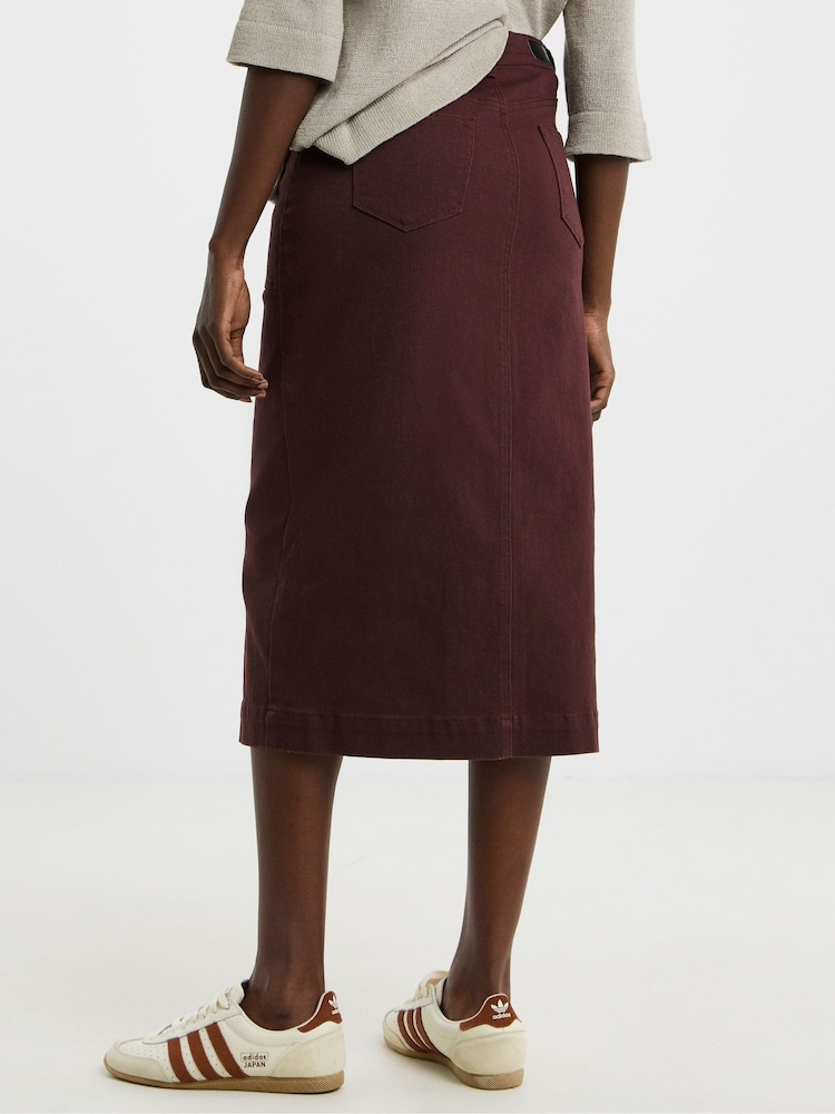 JD Williams Red Button Through Denim Midi Skirt - Image 2 of 4 JD Williams Red Button Through Denim Midi Skirt - Image 2 of 4